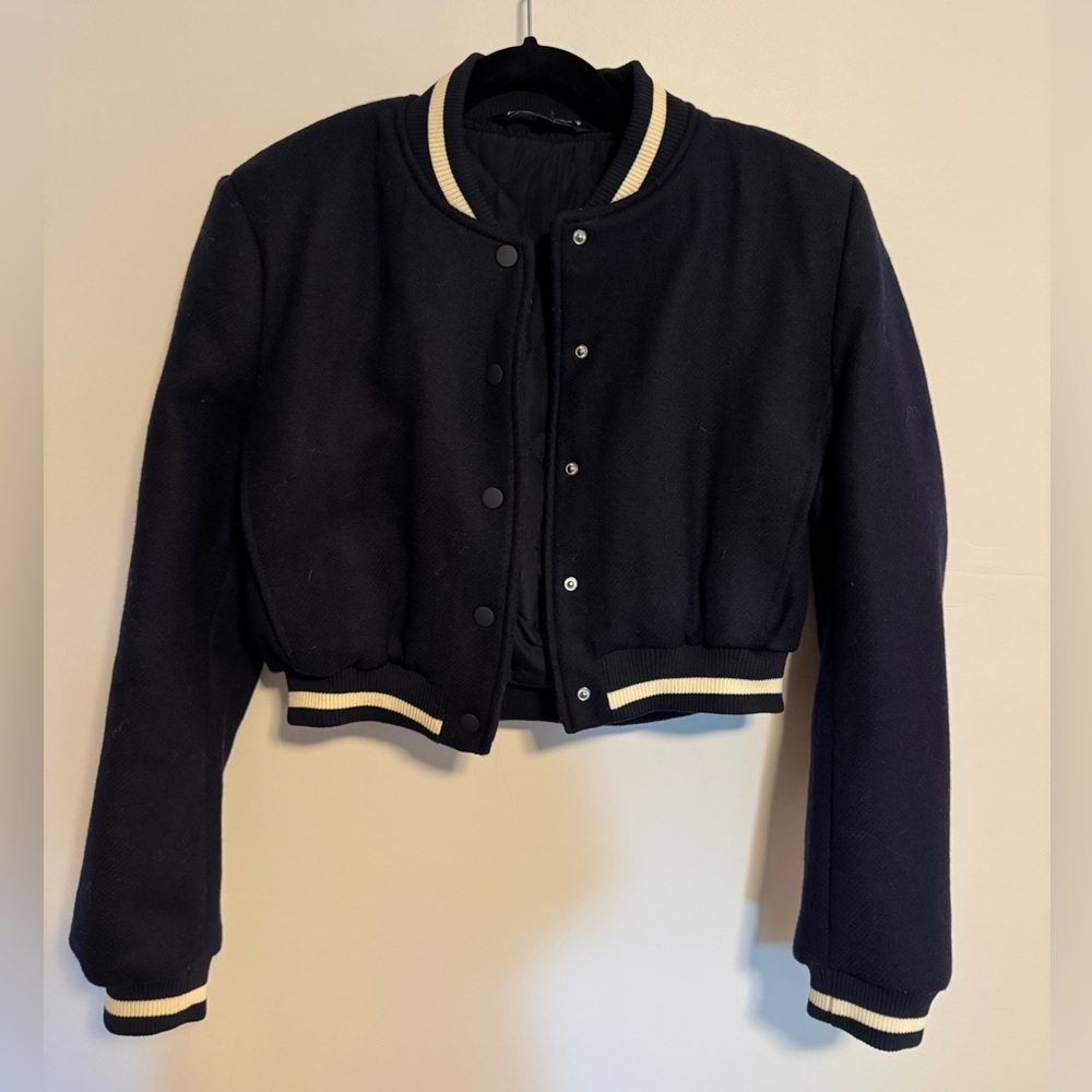 Zara Cropped Varsity Jacket